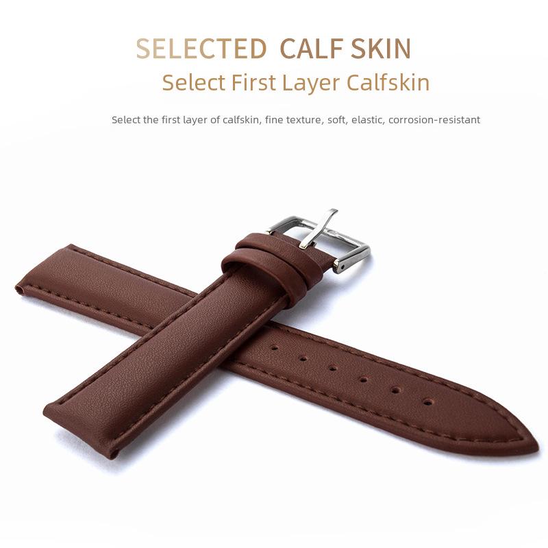 Genuine Leather Men's Watch Straps with Soft Pin Buckle - Watch Accessories