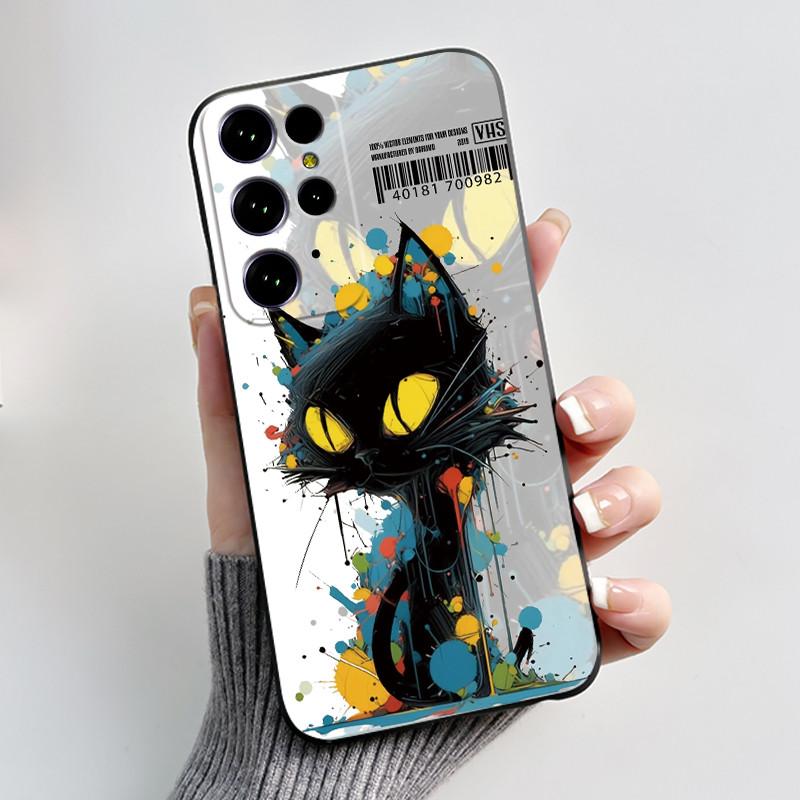Custodia Per Oukitel C61/C61 Pro/C61 GT Custodia Estetica Gatto Carino Cartone Animato Nero Morbido Silicone Cover Posteriore Antiurto TPU Custodia per Telefono