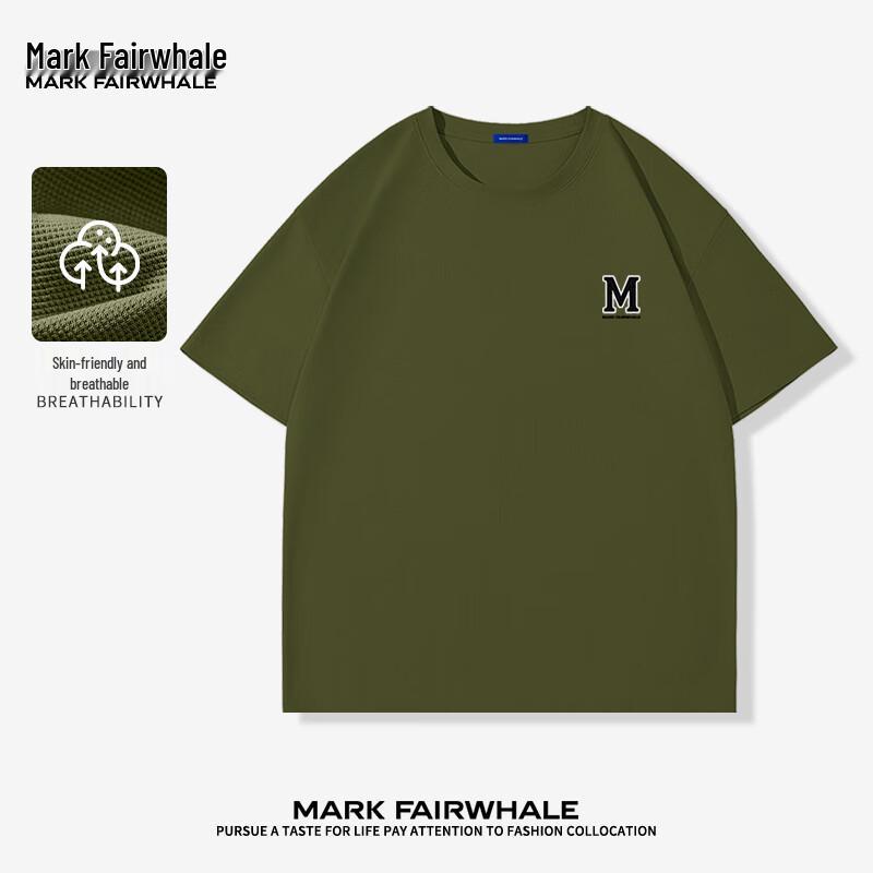 Mark Fairwhale Men's Waffle Knit Letter Print Breathable Short Sleeve T-Shirt