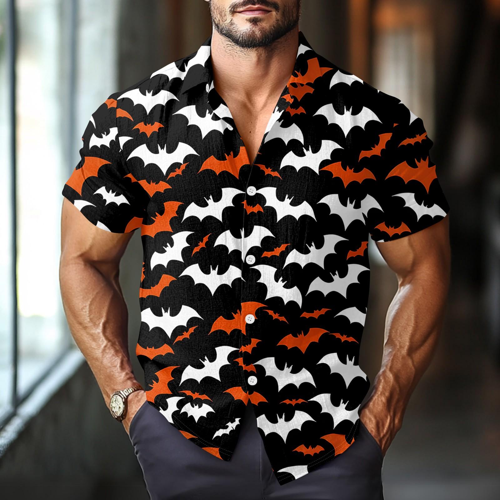 

Мужская модная повседневная рубашка с коротким рукавом свободного кроя с принтом на Хэллоуин XL