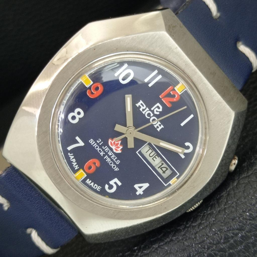 

VINTAGE RICOH R31 AUTOMATIC JAPAN MENS BLUE COLOR DIAL WATCH a707945-1