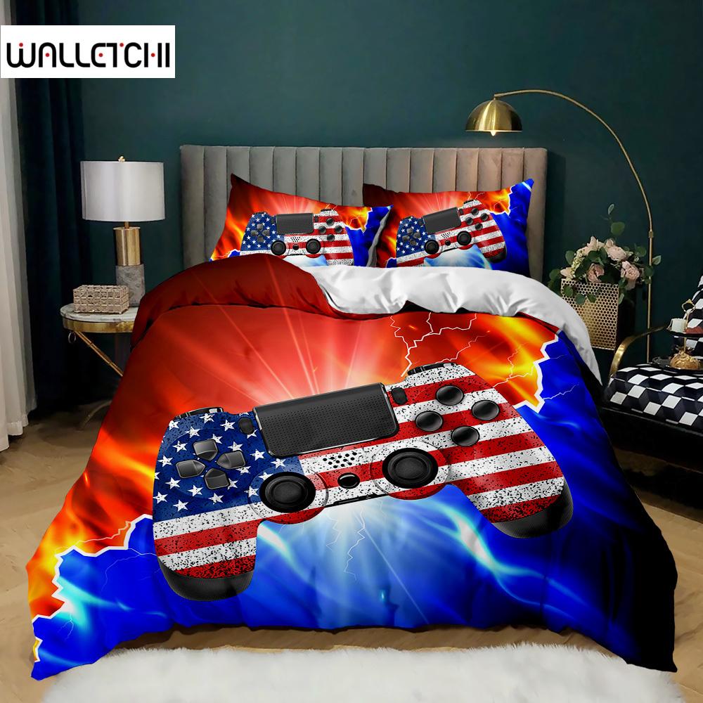 

Gamepad Duvet Cover Set Microfiber Games Twin Bedding Set Boys Player Gaming Videogame Controller American Style Comforter Cover EU single(135x200cm)