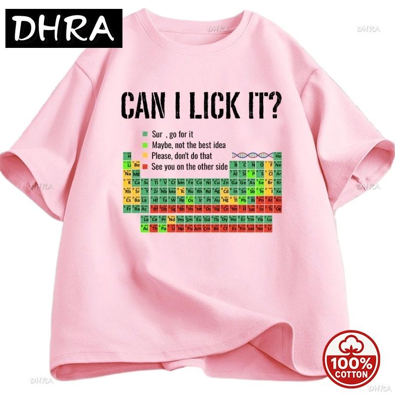 ¿Puedo Lamerlo Camiseta de la Tabla Periódica Unisex Camiseta Unisex de la Tabla Periódica Casual Camiseta para Profesor de Química Cuello Redondo Manga Corta Suave