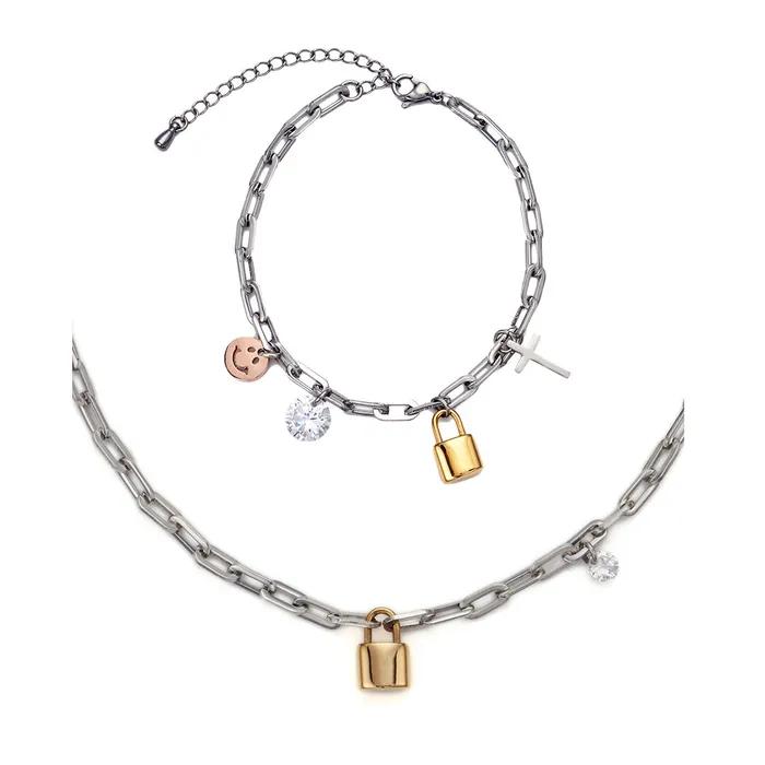 Happiness Clip Chain Necklace and Bracelet Set