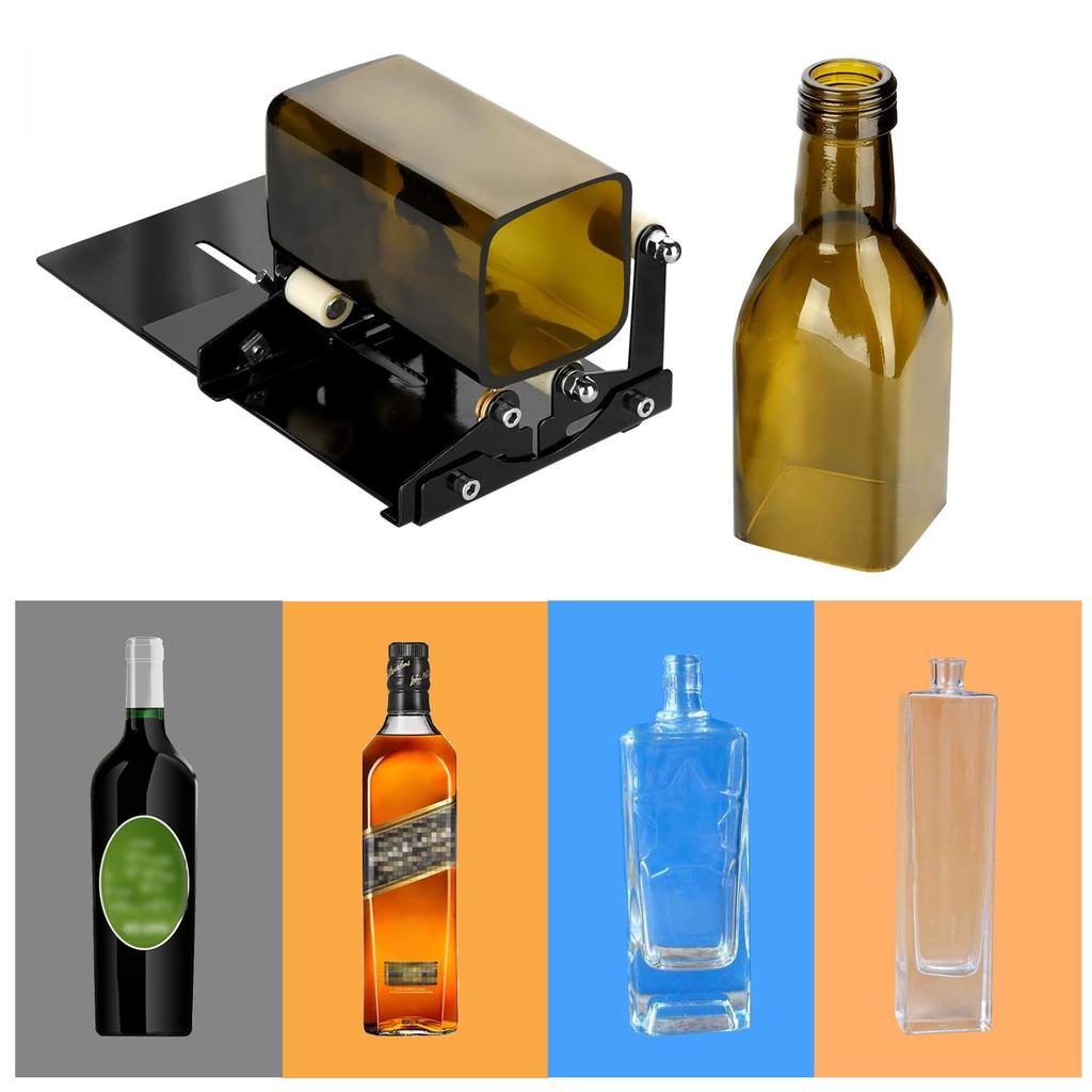 Glass Bottle Cutter for DIY Projects, Upgrade Cutting Tool with Metal Pad & Bottle Holder, for Wine Beer Soda Bottles