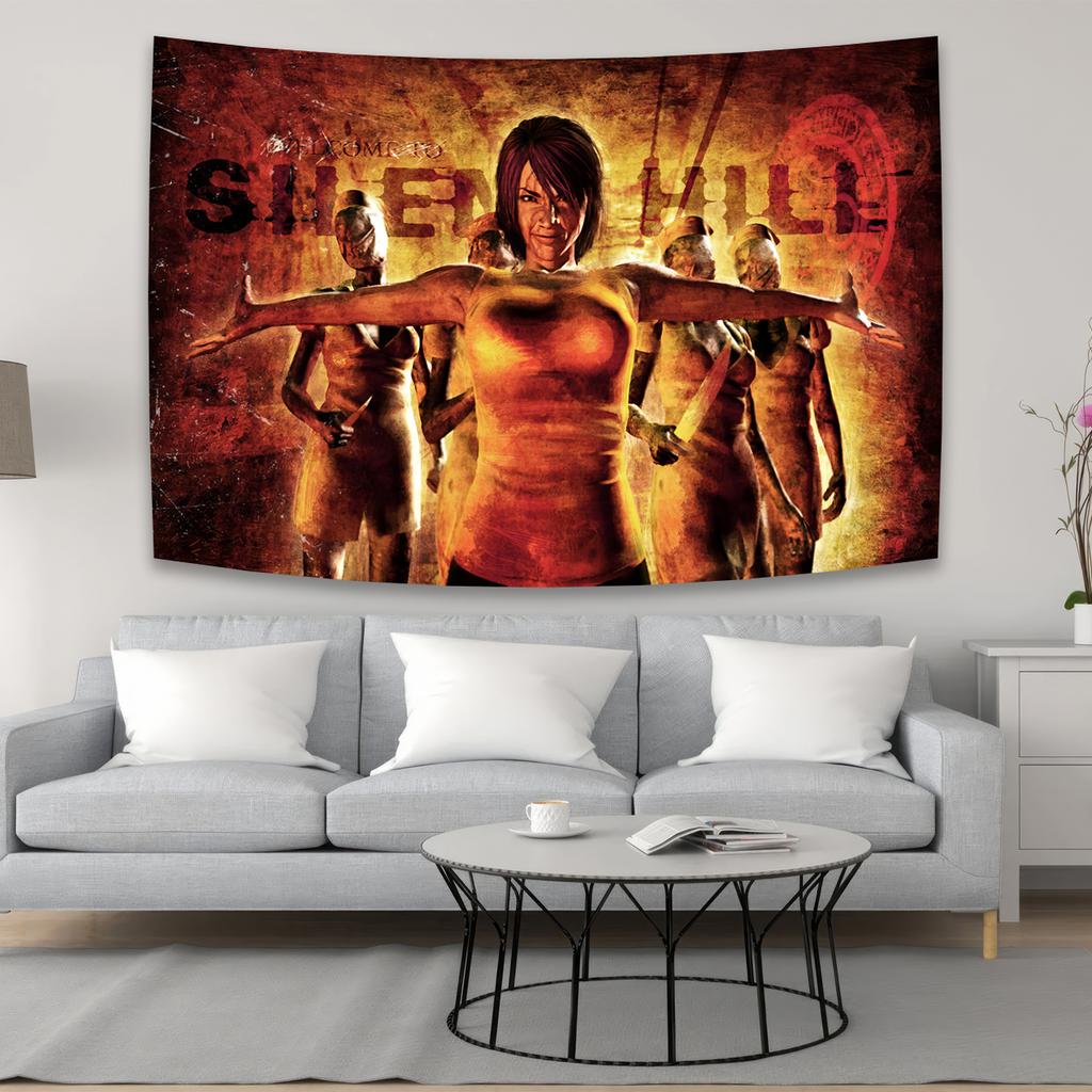 Mysterious Silent Hill Dream Tapestry Ins Style Ink Art Wall Hanging for Bedroom Living Room Game Theme Decorative Decor