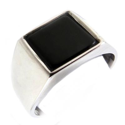 Men's Silver Ring 'King' Onyx (rhodium) - 10x10 Mm