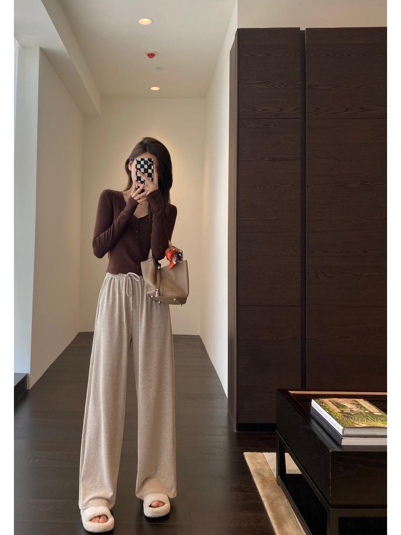 

Утягивающие прямые широкие брюки с высокой талией из клейкого риса для женщин - весна/лето L (50-60 kg)