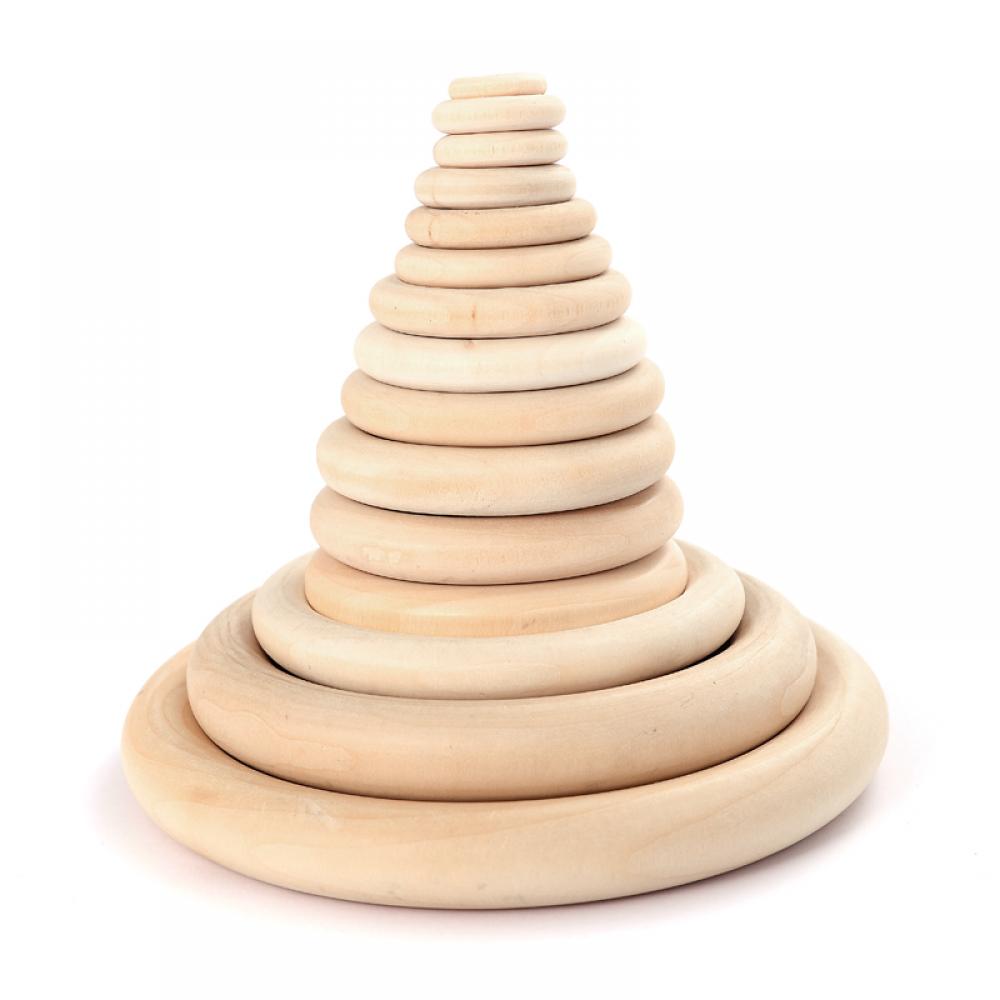 12-125mm Wooden Rings Teether Handmade Baby Natural Maple Wooden Teething Rings for Necklace Bracelet DIY Crafts Wood Teether