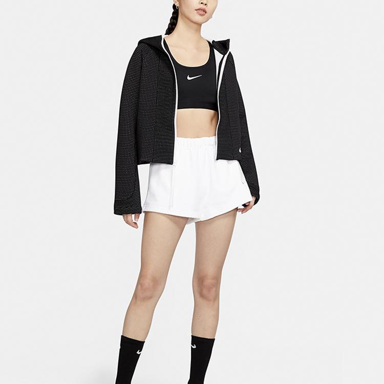 Nike Small Logo Dot Pattern Loose Fit Zip-Up Hoodie Women hoodies Black CZ1381-010