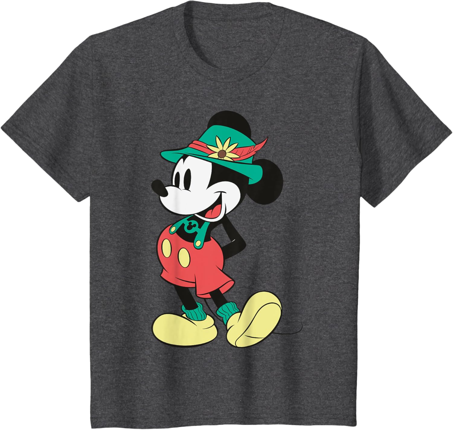 Disney Mickey and Friends Mickey Mouse Lederhosen Portrait Fashion Casual T-Shirt S-4XL Four Seasons L