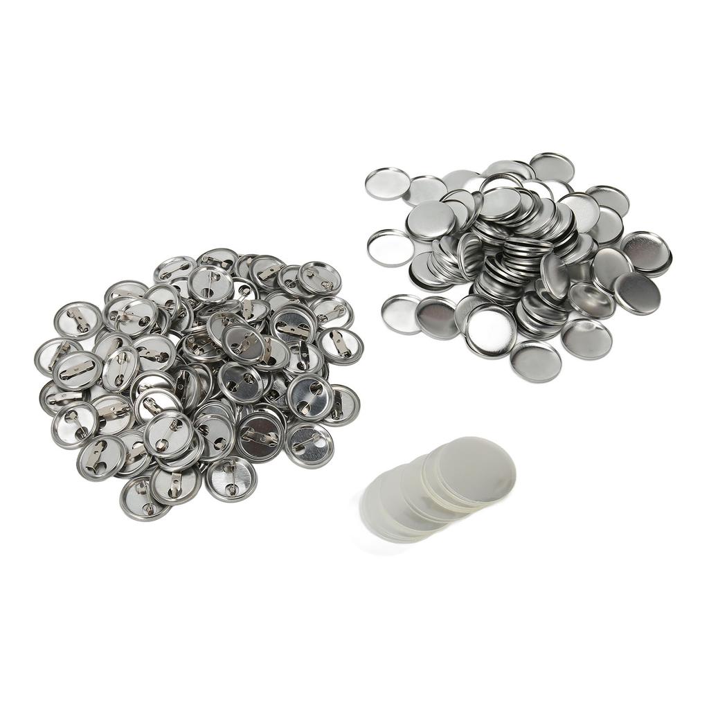 100 Sets Blank Button Badge Parts Set Round Shape Rust Prevention Easy Print Button Pin Badge Kit for Button Making Machine