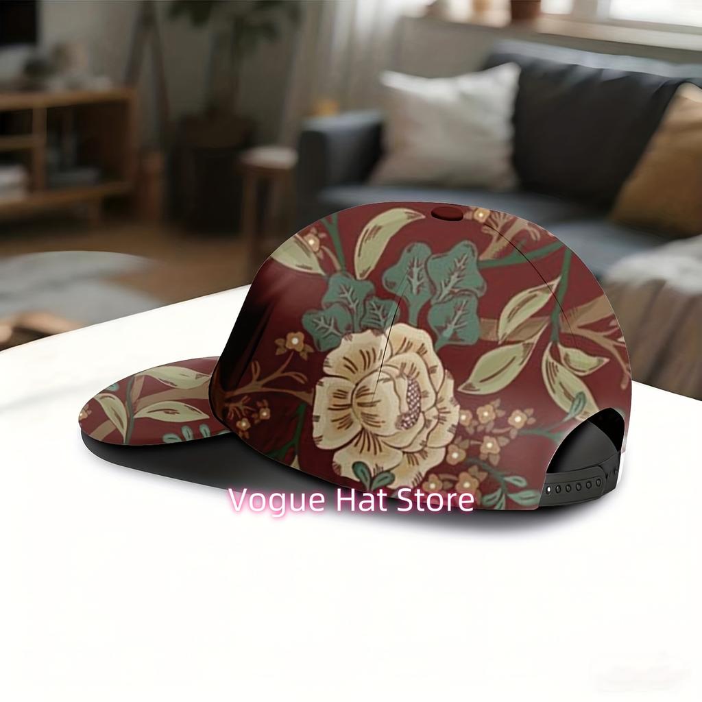 Casquette de baseball vintage pour hommes et femmes avec imprimé botanique et motif intégral de vigne florale et de feuilles, Snapback réglable, Léger O