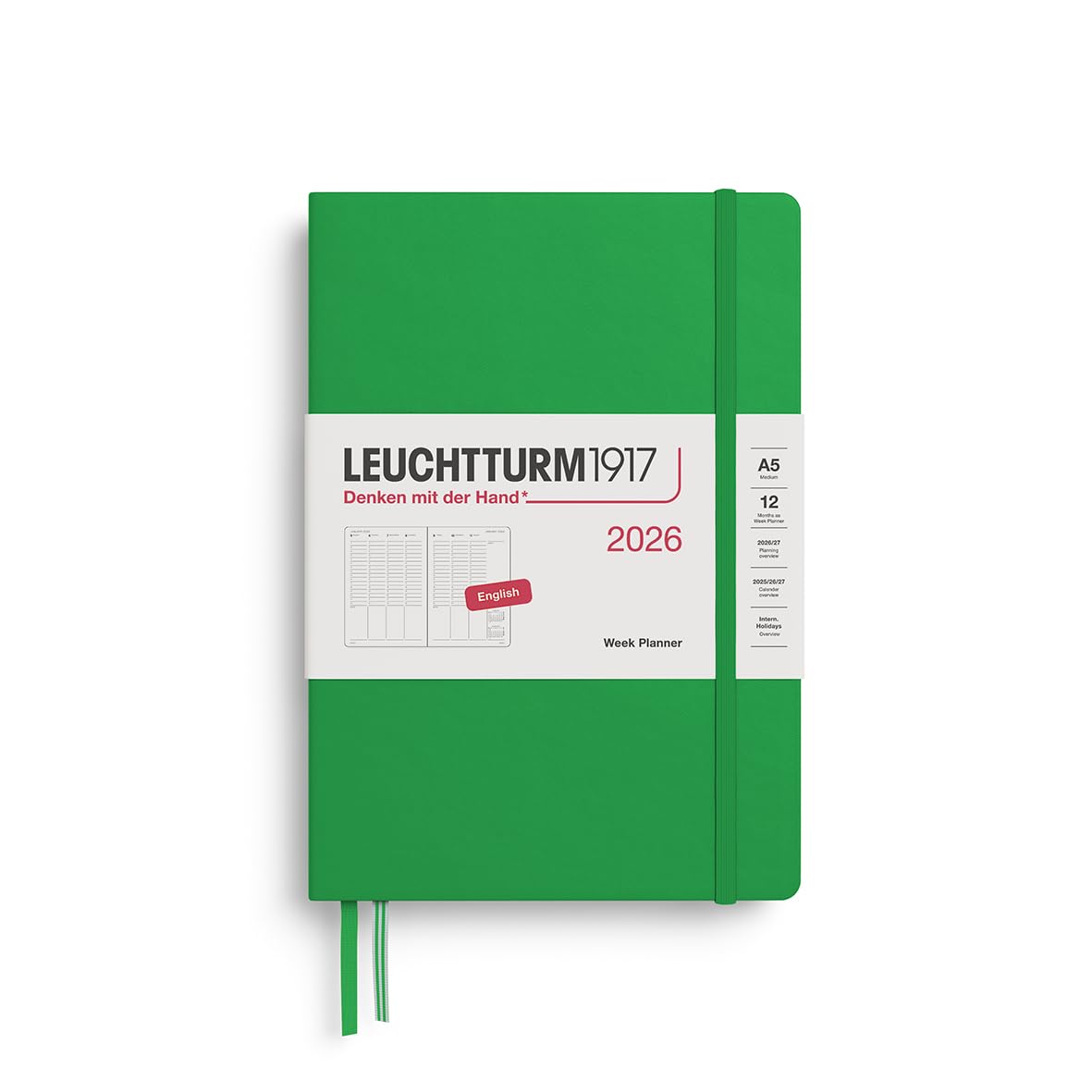 

Leuchtturm 2026 Planner, January Start, A5 Weekly Vertical Spring Leaf, 372762, Officially Imported