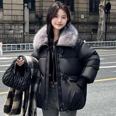 Dames Winter Parka Jas Casual Koreaanse Versie Dames Bovenkleding Temperament Verdikken Grote Bontkraag Dames Dons Katoenen Jas
