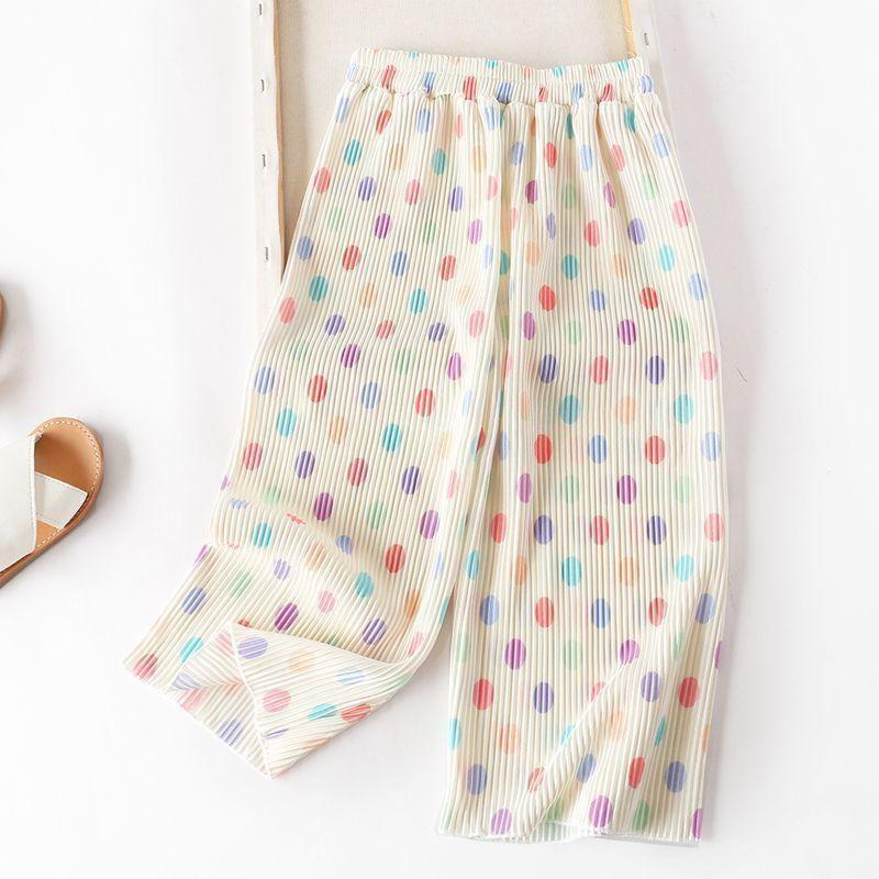 Girls' Summer New Children's Polka Dot Pants Wide Leg Pants Loose Casual Pants Straight Leg Pants