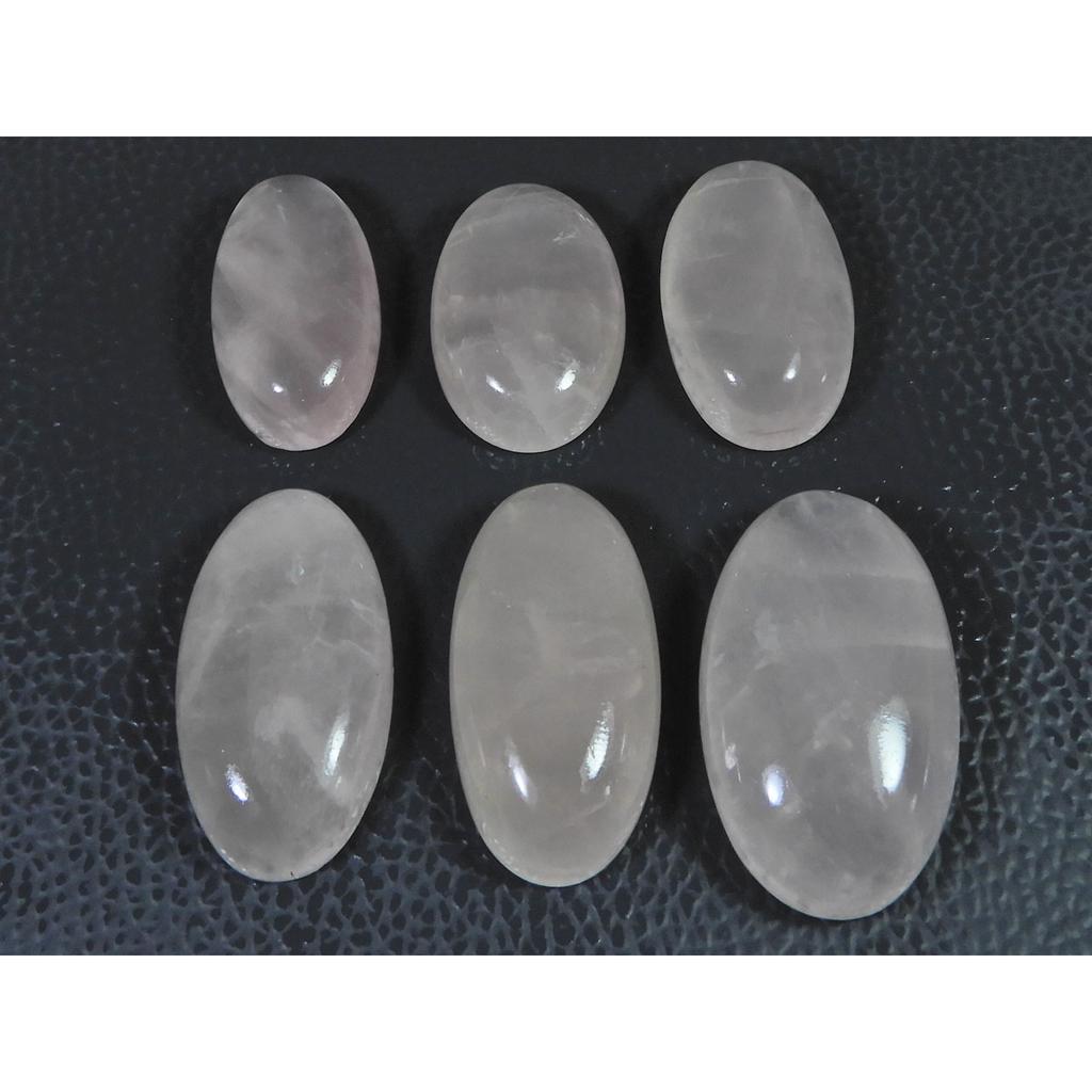 300Cts.Natural Pink Rose Quartz Oval Shape Cabachon Loose Gemstone 06Pcs Lot C-2519