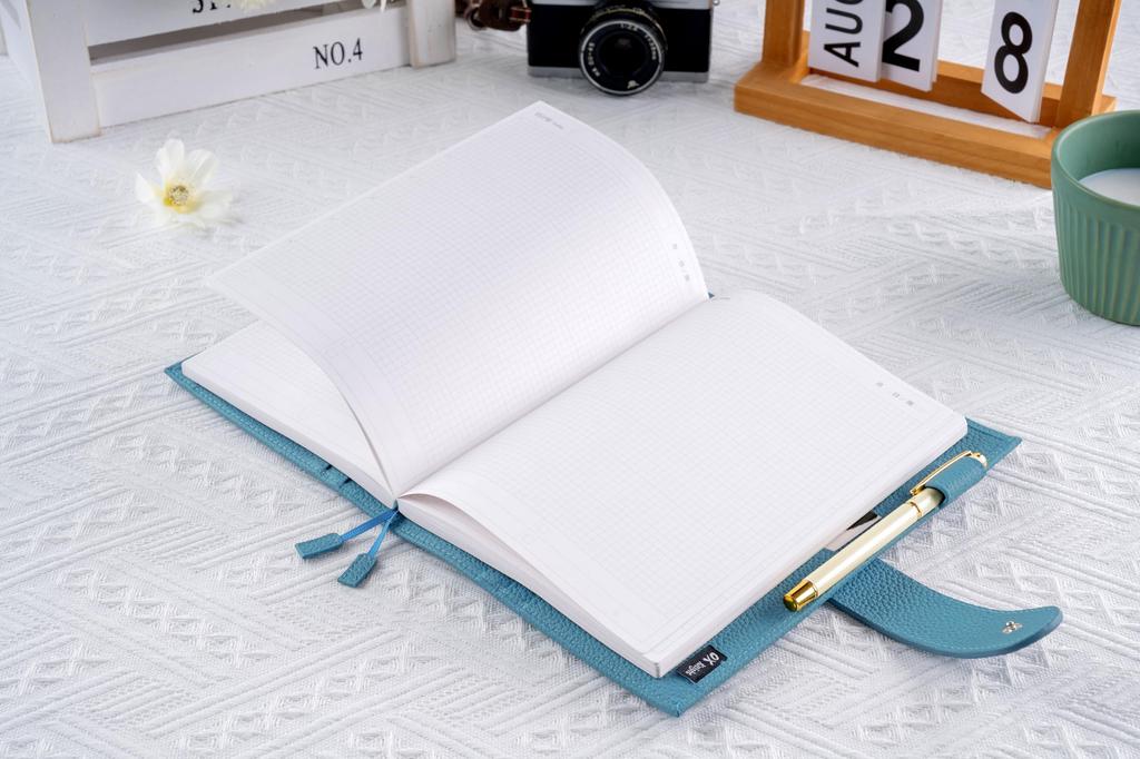 A5 Genuine Leather Notebook Compatible with Hobonichi Premium Planner Cover with Pen Card Bookmark and Snap Business Gift Cover, Cousin, Holder,
