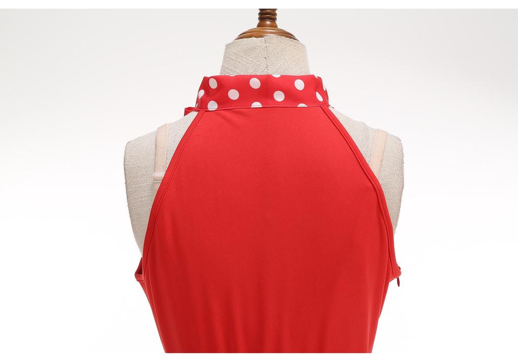 Elegante Vestito Natale Hepburn Retrò a Pois con Elastico in Vita