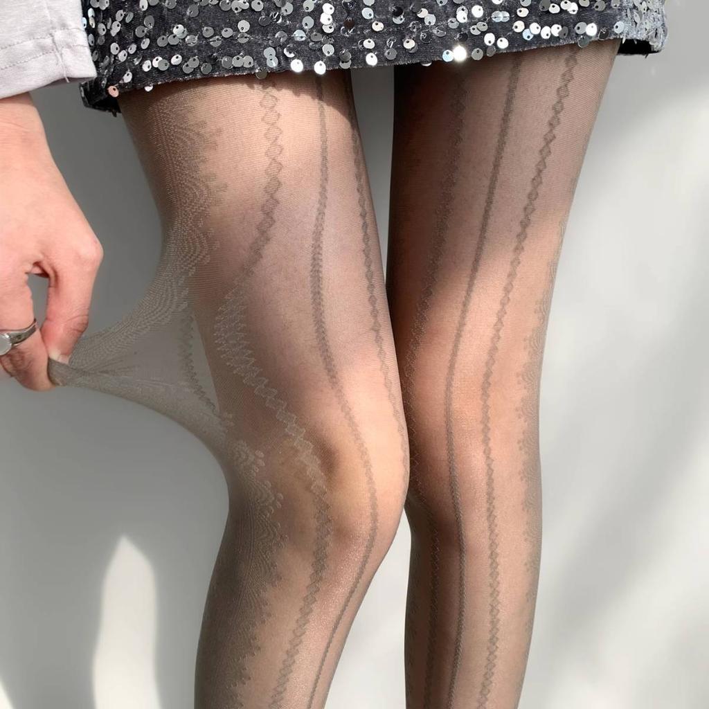 Spring-Autumn Ultra-Thin Leg-Smoothing Pantyhose - Flirty Diamond Lace Socks, White Sheer & Sexy Striped Stockings