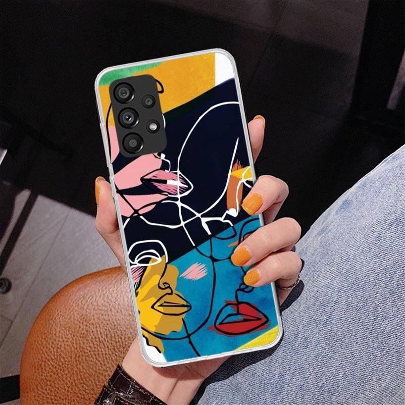 Abstract Line Women Face Phnoe Case for Samsung Galaxy A17 A37 A57 A16 A26 A36 A56 A15 A14 A13 A55 A54 A53 A35 A34 A33 A25 A24 A