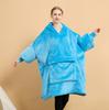 Manufacture Comfortable 100% Polyester Hooded Blanket Flannel Fleece Solid Color Cozy Warm Blanket Hoodie