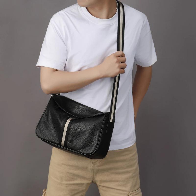 Genuine Leather Men's Commuter Single-shoulder Crossbody Bag Cowhide Simple Men's Bag Fashionable Shoulder Bag
