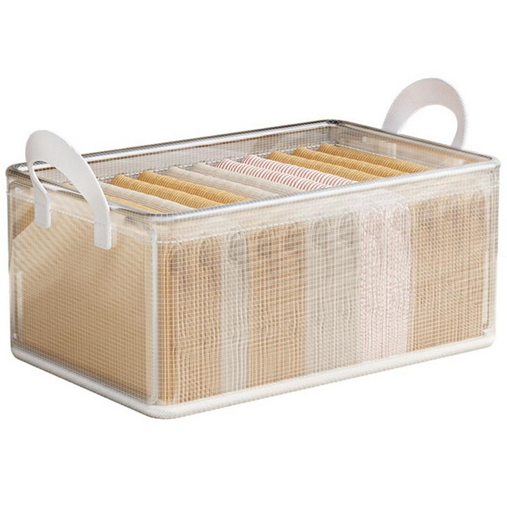 Clear PVC Storage Box with Steel Frame for Clothes Pants Foldable Organizer 47x28x20cm A