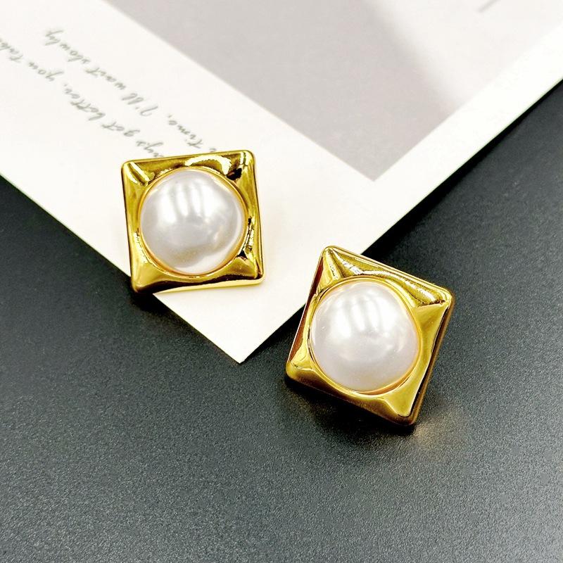 Fashion Personalized Earrings Light Luxury High Sense Retro Geometric Square Stud Earrings, Design Sense золотой