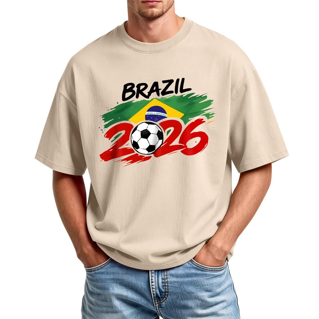 Men's Printed Round Neck T-Shirt Casual Sports Short-Sleeve Top