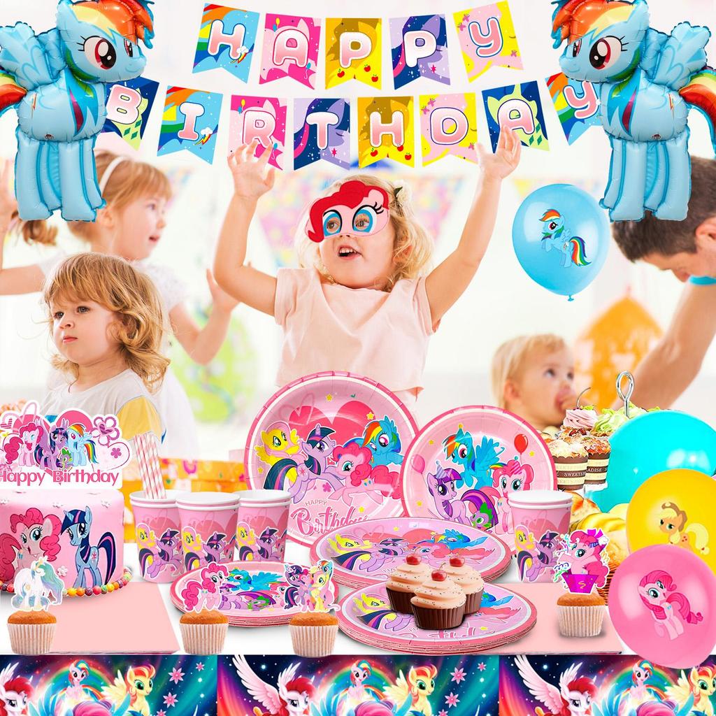 Birthday Party Supplies,164pcs Party Decorations&Tableware Set- Balloons Cake Toppers Table Cloth Plates Napkins Etc Party Supplies
