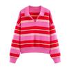 European Fashion Casual Striped Knit Polo Shirt
