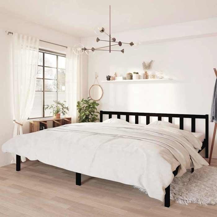 VidaXL Cadre de lit Noir Bois de pin massif 200x200 cm