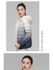 Youjia Women's Gradient Lightweight Down Jacket - 90% White Duck Down, Short Style, Hooded, Autumn/Winter Fashion.