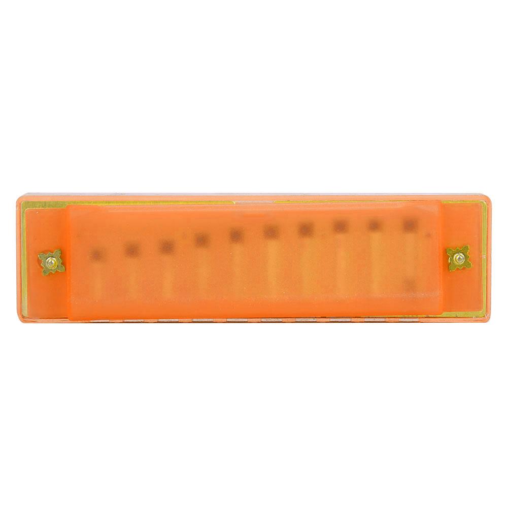 High Quality Durable 10 Holes 20 Tones Plastic Translucent Harmonica Gift for Kids(Orange)