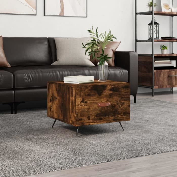 VidaXL Coffee Table Smoked Oak 50x50x40 Cm Engineered Wood 829342