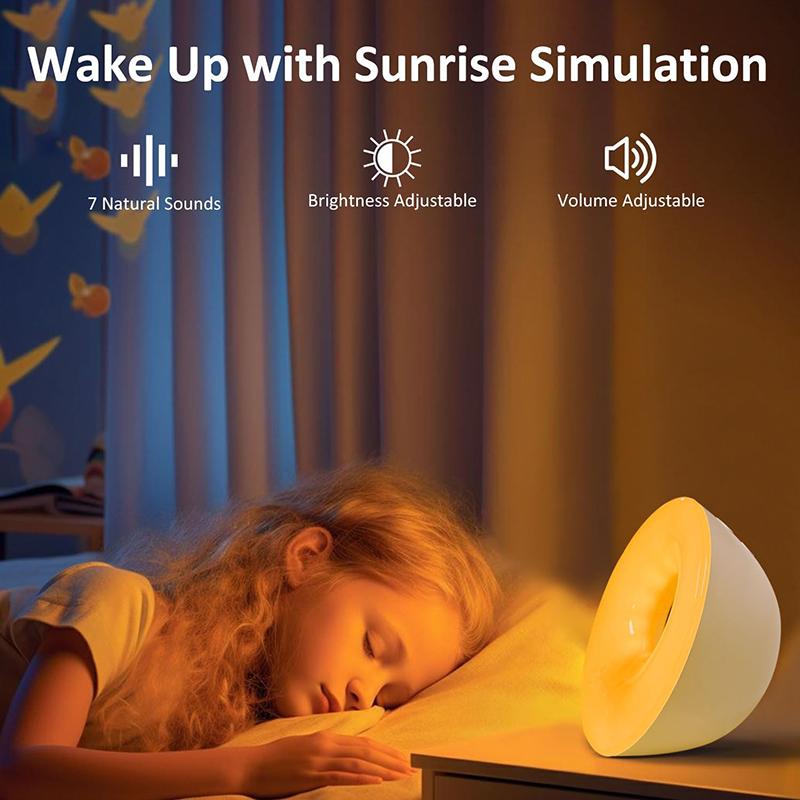 Bluetooth Speaker Clock Wake Up Light Alarm Clock with Sunrise Sunset Simulation Colorful Night Light Music Player  Clock