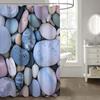 4Pcs Bathroom Shower Curtain Set  Colorful Pebble Pattern Bathroom Curtain With 12 Hooks Non Slip Rugs Toilet Cover Mat Bathroom Partition