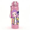 1PC Colorful Girls Character Pattern 750ml Color Plastic Sports Water Bottle Leakproof Flip Straw Lid Suitable for Sports Office Home Use