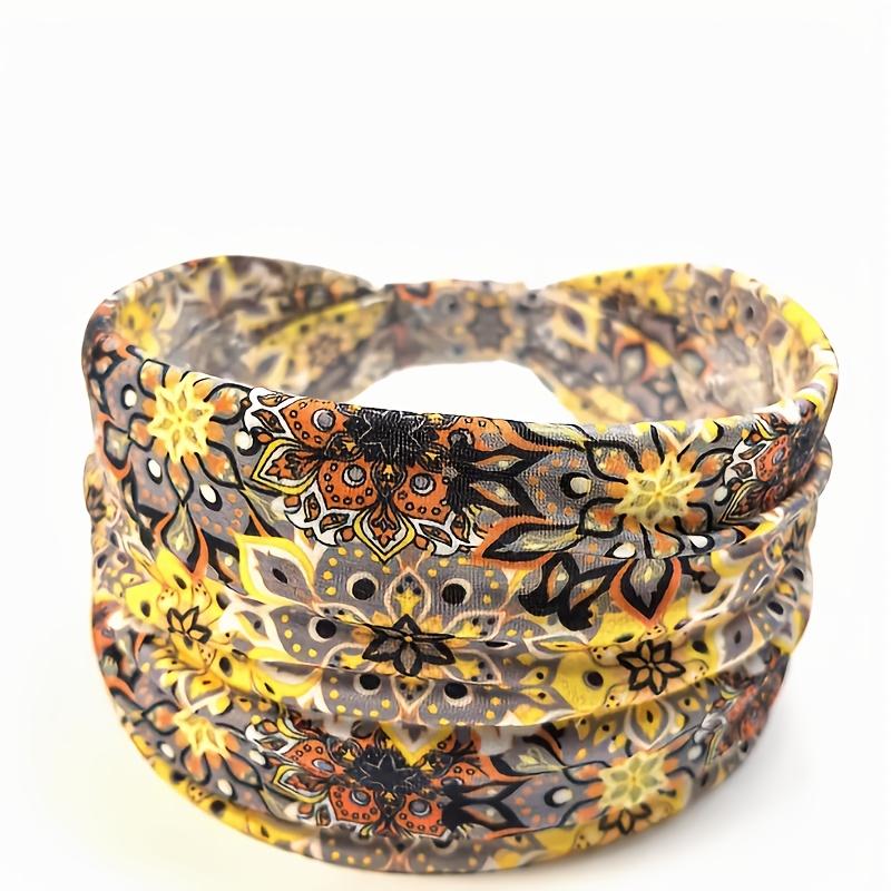 1pz Cerchietto da Yoga da Donna con Stampa Mandala - Elastico Traspirante per Fitness, Yoga e Uso Quotidiano, Design Floreale Vivace, Vestibilità Sicura per lo Stile di Vita