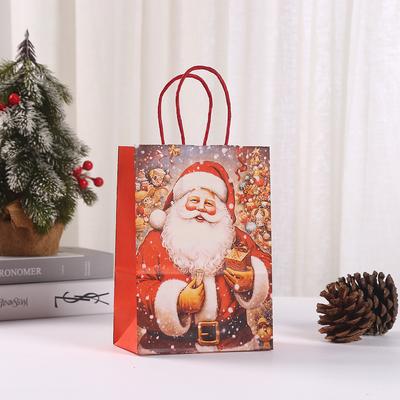 StoBag Christmas Paper Gift Bags for Kids Party Children's Package Candy Toys New Year's Supplies 12/30pcs
