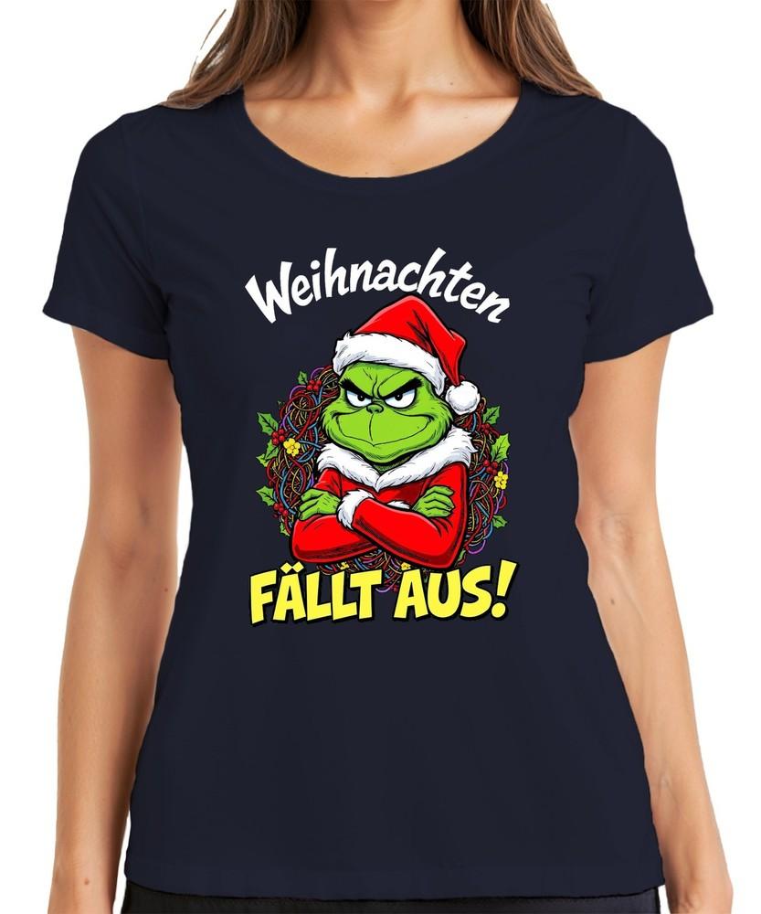 Christmas Falling Out Grinch Xmas Wreath Angry Funny Evil Ladies Tshirt S