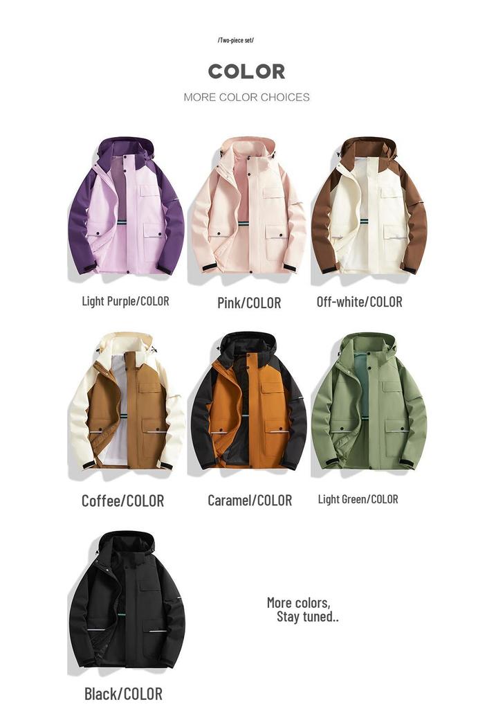Unisex Windproof Plus-Size Jacket - Spring & Autumn Color Block Workwear for Outdoor Hiking