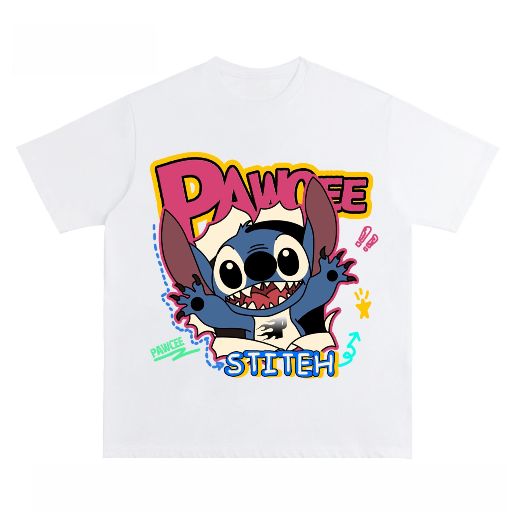

New Cute Cartoon Retro Cartoon Stitch Graphic Print High Quality Unisexs and Womens Short Sleeve Loose Casual TShirts S