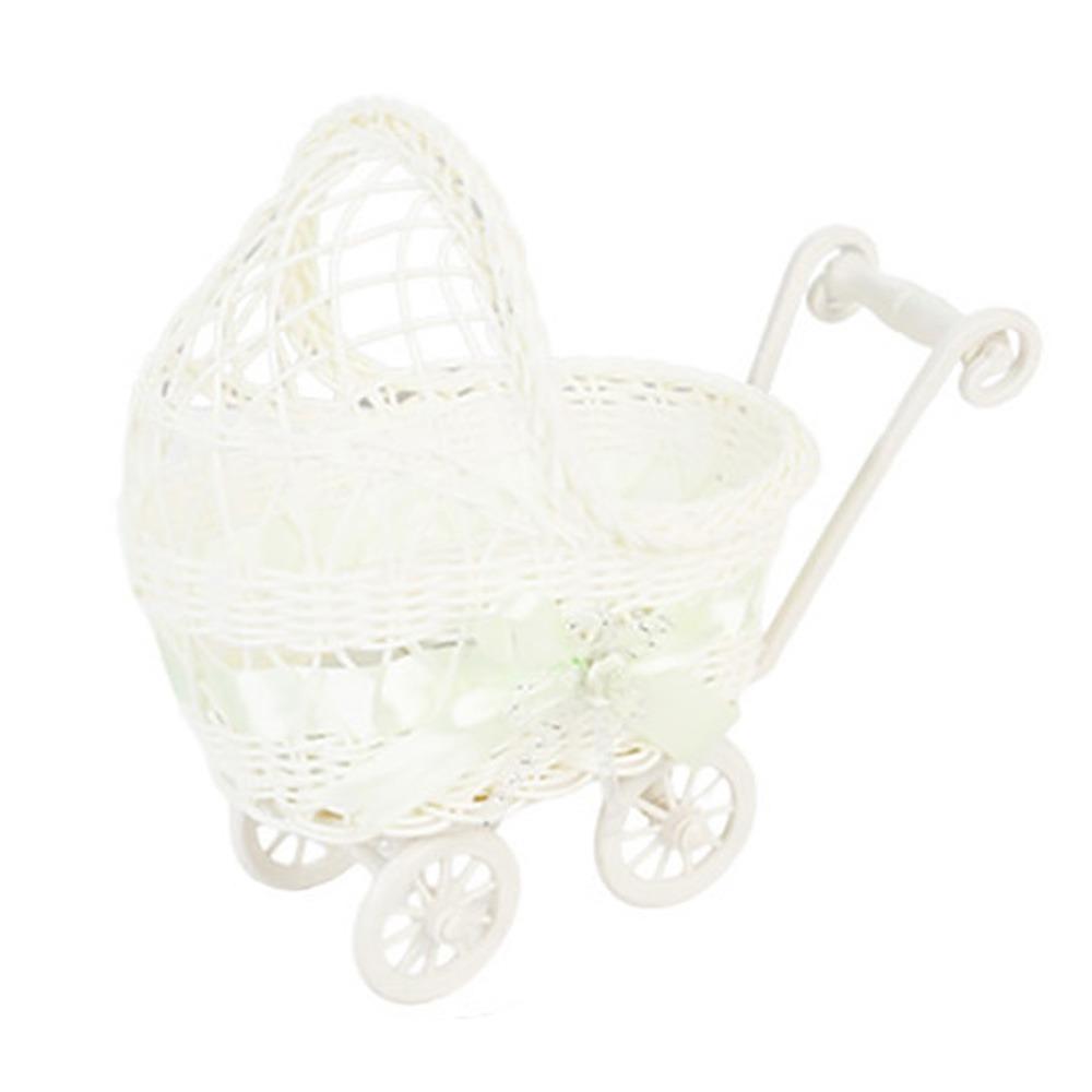 

Multicolor Trolley Cart Storage Basket Weave Pattern Plastic Flower Basket Oval Shape Photo Props Desktop Ornament зелёный