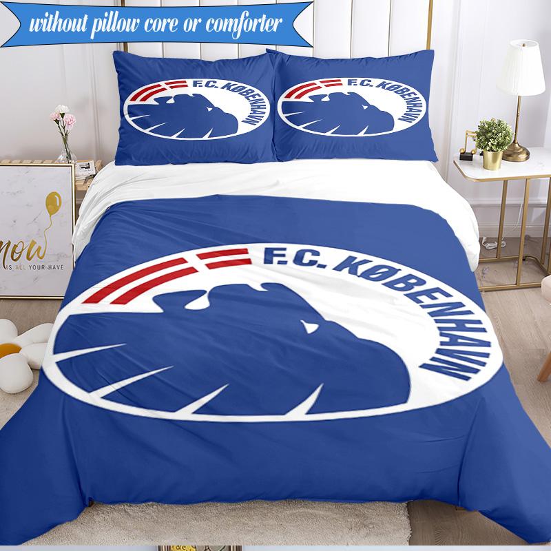 3PCS Fc Copenhagen Lion Crest Bedding Set 2D Printing (Includes 1 Duvet Cover + 2 Pillowcases Coreless), Bedroom decor,Fan Gift