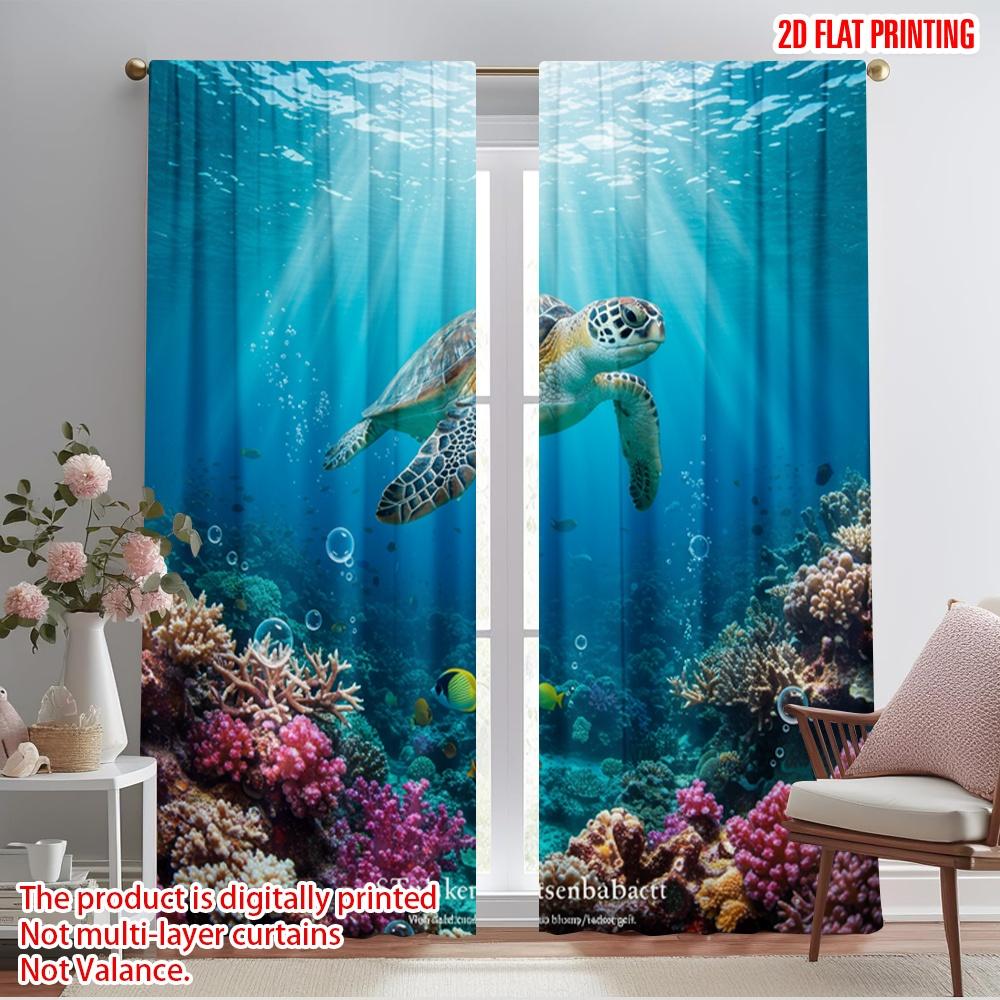 

2pcs 2D flat printing Party Curtains Hope Makes Things Possible Turtle Polyester Without Electricity Holiday Decorations Use for 52.50×116.00 CM 2pcs