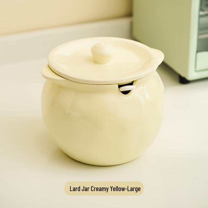 High-Temperature Ceramic Lard Pot with Lid