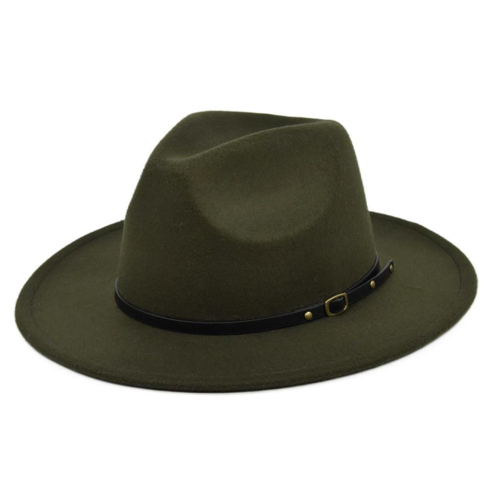 Retro Plush Jazz Multi Color Flat Big Brimmed Hat With Fashionable Personality