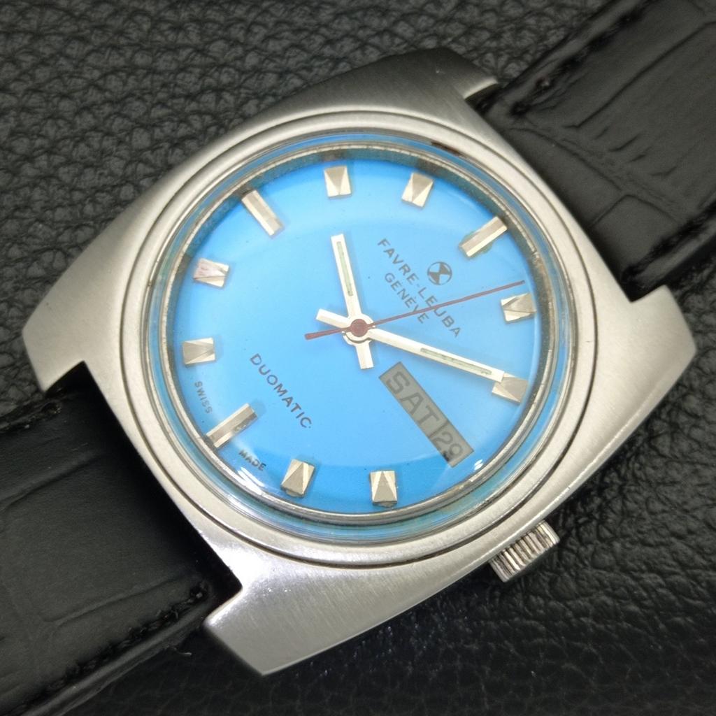 GEBRAUCHTE HERREN FAVRE LEUBA GENEVE DUOMATIC SCHWEIZER HIMMELBLAUES ZIFFERBLATT UHR a432159-2 R110-a432159